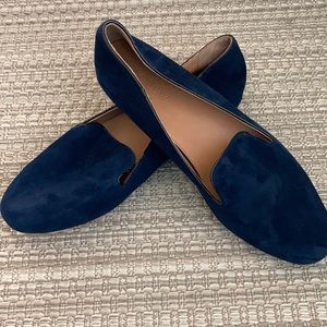 J Crew Shoes Size 9 1/2 Flats Navy Blue Suede